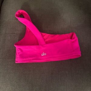 ALO Yoga Hot Pink One-Shoulder Sports Bra